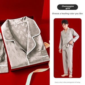 Conjunto de Pijama Jacquard para Hombre, Estilo <span class=keywords><strong>Da</strong></span> <span class=keywords><strong>Vinci</strong></span>, Tela de Imitación de Seda Premium, Manga Tres Cuartos, Cuatro Estaciones, Tallas Grandes, Ideal para Regalo - Product Image 2