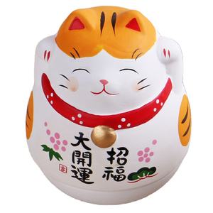 Adorable Lucky <strong>Cat</strong> Shape Ceramic Tumbler <strong>Figurine</strong> for Home Decoration - Product Image 1