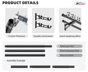 ARODDY Double pôle 18 <span class=keywords><strong>à</strong></span> 28 pouces fenêtres télescopiques noir double <span class=keywords><strong>tringle</strong></span> <span class=keywords><strong>à</strong></span> rideau avec capuchon classique - Product Image 5