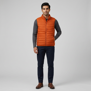 2025 Premium Design Sleeveless Winter Puffy <b>Canvas</b> <b>Jacket</b> <b>Men</b> OEM Classic Work High Quality Stand Collar <b>Men</b> Puffer <b>Jacket</b> - Product Image 1