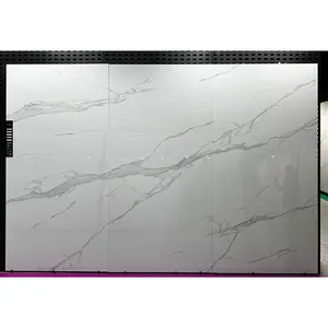 1200x2400 carrera blanc brillant sol poli porcelaine marbre dalle revêtement mural carreaux de pierre frittée