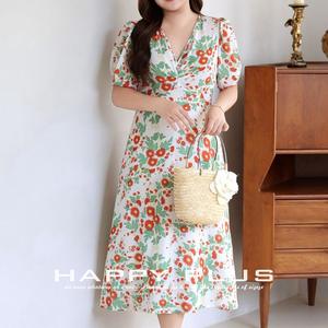 เดรสทรงเอพิมพ์ลายดอกไม้ คอวี สำหรับผู้หญิงไซส์พลัส เหมาะสำหรับงานเฉลิมฉลองวันหยุด สไตล์ลำลอง เอวทรงธรรมชาติ - Product Image 5