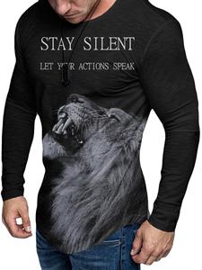 T-shirts imprimés d'animaux 2023 Nouveau T-shirt à manches longues pour hommes Tiger <span class=keywords><strong>Lion</strong></span> Pattern Pullover Tee Streetwear Casual <span class=keywords><strong>Plus</strong></span> Size Tops - Product Image 3