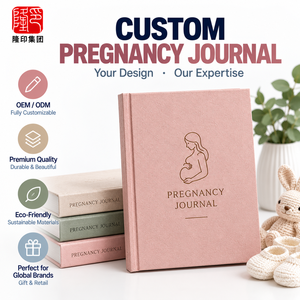 Custom OEM Hardcover Pregnancy Journal Printing Manufacturer with <b>Linen</b> Textured Cover Gold Foil Stamping for Expecting Mothers - Product Image 2