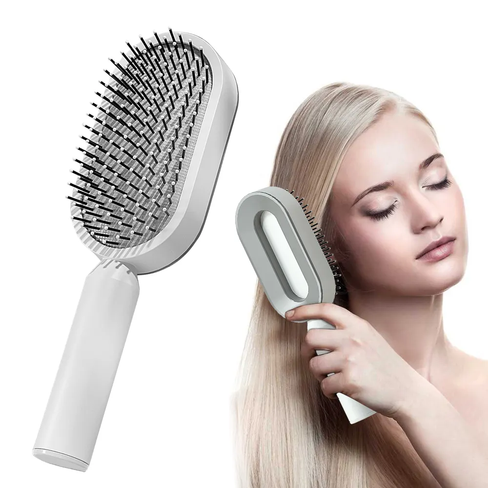 Hair Combs Hair Lint Remover Brush with Self-Cleaning Base 3D Quick Self Cleaning Hair Brush for Women