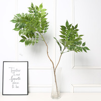 Tiges artificielles en latex, brindilles et feuilles vertes, faites à la main, légères, style naturel, décoration pour la Journée de la Terre, branche en bois laqué