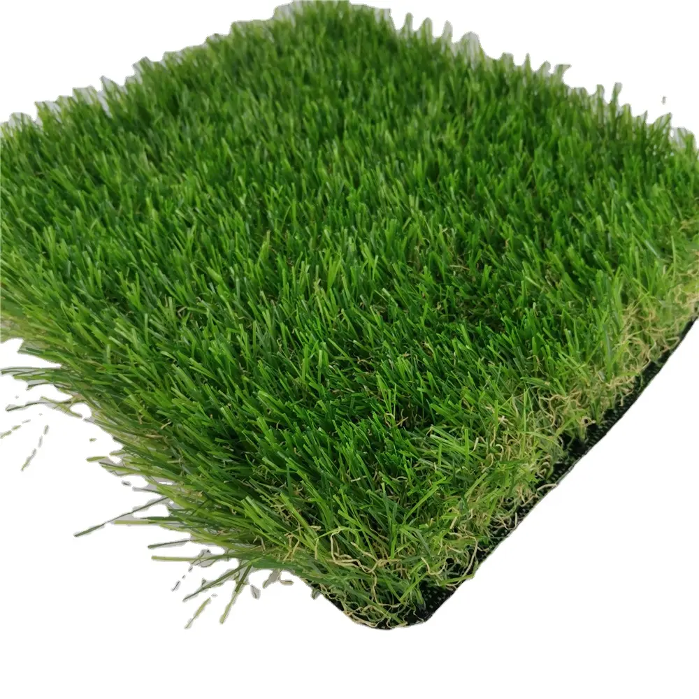 Karpet rumput buatan, karpet rumput palsu luar ruangan ukuran 35mm 40mm 50mm warna hijau + krem