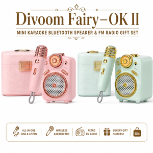 Divoom Fairy-OK II Mini Karaoké pour enceinte avec microphone intégré, <span class=keywords><strong>radio</strong></span> FM rétro, sortie 10-30W, coffret cadeau de luxe - Product Image 1