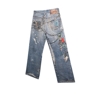 Quần jeans nam ống rộng, chất liệu denim, kiểu dáng casual, in họa tiết 3D, họa tiết vẽ tay phun mực, kiểu dáng rộng rãi, thoải mái - Product Image 3