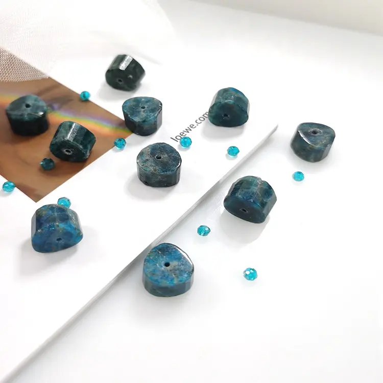 Натуральный Синий Апатит треугольный круг камень натуральный камень бусины для изготовления ювелирных изделий