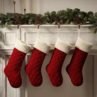 Nouvelle Grande Chaussette de Noël Tricotée de 18 Pouces à Suspendre – Décoration de Noël et Cadeau Idéal pour la Famille et les Amis