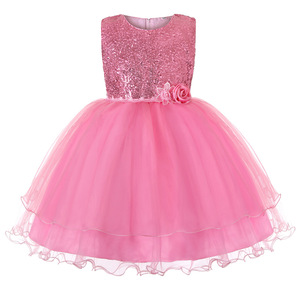 Girls <b>Sequined</b> Princess Dress Fuchsia Tulle A-Line Party Wedding Dress - Product Image 2