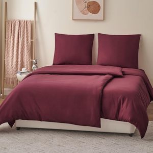 Juego de Ropa de <span class=keywords><strong>Cama</strong></span> Yintex OEM ODM de 4 Piezas, Fundas de Edredón Color Borgoña, Fundas de Almohada de Microfibra con Cierre, Suaves, Sin Plancha, Modernas, Oeko-Tex - Product Image 2