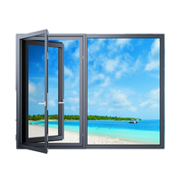 Ventanas Abatibles de Aluminio de Estilo Europeo Moderno, Doble Acristalamiento, Impermeables, Insonorizadas, Resistentes a Huracanes, Personalizadas para Exteriores