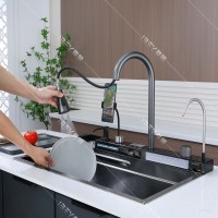 Évier de cuisine multifonctionnel anti-rayures à cascade nid d'abeille grande taille, le plus vendu