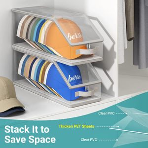 PVC Visible Storage <b>Box</b> With Zipper <b>Large</b> Capacity Stackable Baseball Cap Organizer Dustproof Foldable With Lid - Product Image 5