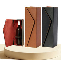 Boîte cadeau magnétique rigide en carton ondulé écologique, noire, de luxe, pour emballage de bouteille de vin individuelle, vente en gros