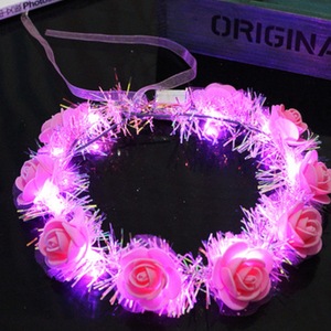 Couronnes de fleurs LED en gros, serre-têtes lumineux pour femmes et filles, couronnes de fleurs pour fêtes - Product Image 2