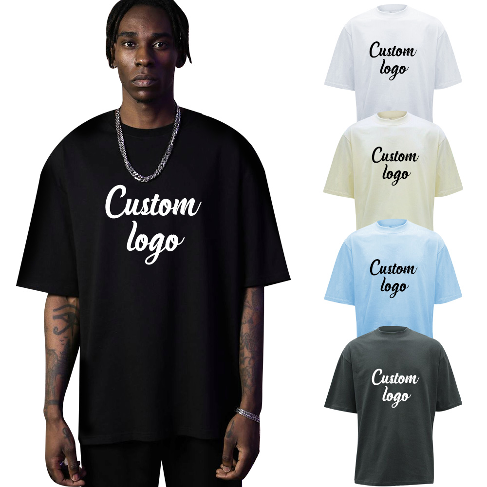 Camiseta de algodón para hombre, prenda de vestir, de talla grande, personalizada, 240gsm, holgada, de calidad, con hombros descubiertos, color blanco