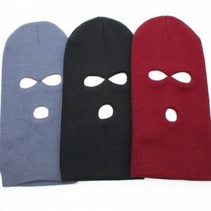 Pasamontañas de punto acrílico cálido de invierno para hombre, con tres orificios, directo de fábrica - Product Image 4