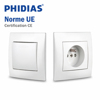 Interrupteur mural simple pôle de qualité ingénierie 86*86mm UE, prise 16A, durable, étanche, en laiton et PC, garantie 2 ans, CE ISO, usage domestique