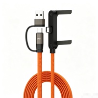 Cable de Carga Rápida Tipo-C de 240W, de A a C y de C a C, Multifuncional, con Soporte para Teléfono, Transferencia de Datos, Diseño que No Obstruye el Espacio
