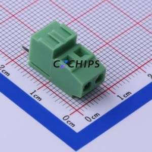 KF128H-3.81-2P <b>Screw</b> Terminal <b>Block</b> Through hole Component (THT),P=3.81mm Connector 1x2P 3.81mm Green Through Hole - Product Image 1