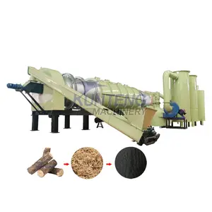 Wood carbonizing pyrolysis furnace retorting biochar making charcoal carbonization rotary kiln for activated carbon
