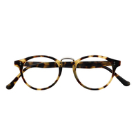 Montures de lunettes rondes en acétate à bordure complète avec pont métallique et double rivet pour magasin d'optique