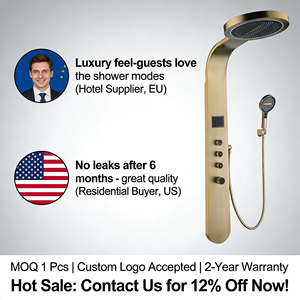 Colonia de Ducha en Oro Broceado con Grifo Monomando de Cerámica, Mezclador y Ducha de Alta Presión con Chorro de Masaje - Product Image 6