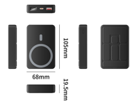 Batterie externe magnétique sans fil à charge rapide 22,5 W, grande capacité, support pliable, écran LED numérique, ports USB-C et USB-A