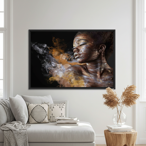 Printed Canvas Artwork: Elegant African Woman Smoking Poster,<b>BLACK</b> <b>FRAMED</b> CANVAS - Product Image 3