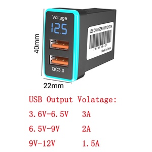 Ổ Cắm Sạc Nhanh Trên Ô Tô Bộ Chuyển Đổi Sạc Cổng Đôi <span class=keywords><strong>USB</strong></span> Kép Với Điện Áp Kỹ Thuật Số Hiển Thị Cho Toyota - Product Image 2