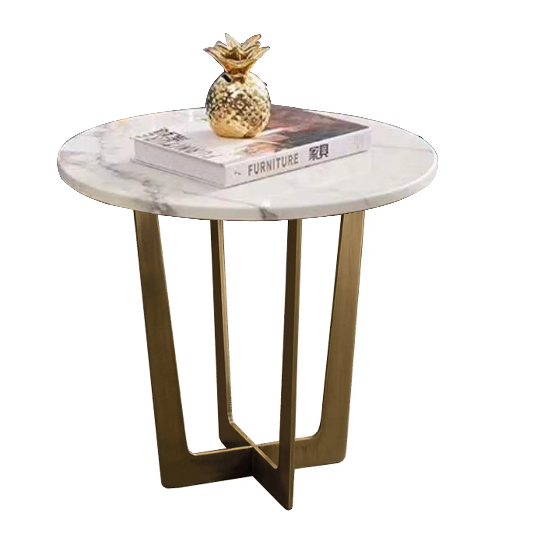 Salon Design italien à usage domestique, acier inoxydable, rond spécial, petit métal, Table basse en marbre noir