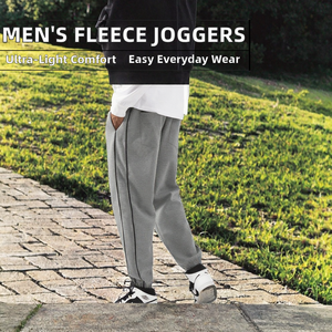 Pantalones deportivos de forro polar para hombre, talla grande, corte recto, casuales, de cintura media, ligeros, con logotipo personalizado, al por mayor. - Product Image 2