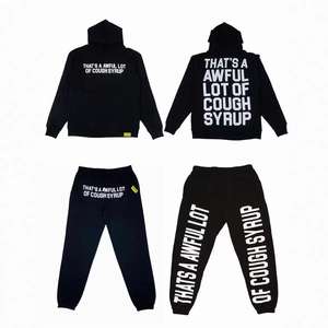 Hochwertiges Set mit Hustensaft-Hoodie und Hose, Bedruckte Baumwoll-Sweatpants mit Reißverschluss-Hoodie für Herren - Product Image 5