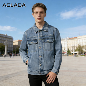 Giacca di Jeans Vintage <span class=keywords><strong>Blu</strong></span> per <span class=keywords><strong>Uomo</strong></span>, Personalizzabile, Vestibilità Comoda, Chiusura con Bottoni, Colori OEM Disponibili - Product Image 3