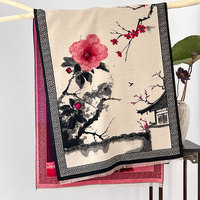 2025 automne hiver Double face rétro mode écharpe nouveau Style chinois fleur de prunier encre à motifs châle châles traditionnels