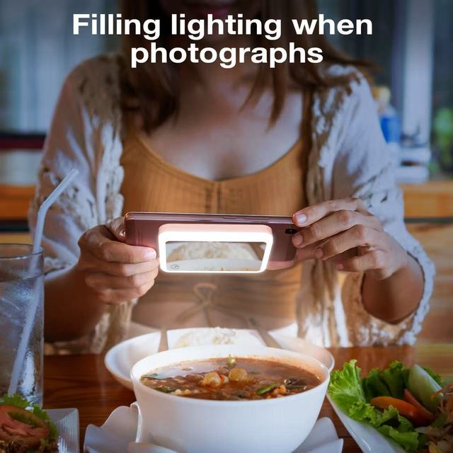 Portable 5000mAh LED Fill Light Flashlight Makeup Mirror Wireless Charging 15W Fast Charging Magnetic Design Type-C Power Bank
