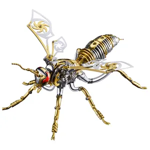 Новый продукт, набор для сборки насекомых, развивающая игрушка, Золотая Механическая металлическая Оса, 3D модель