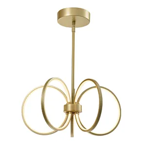 Ring Chandelier for Living Room Pendant Light Led Copper Luminous Acrylic Lamp Decorative Lighting Style Packing Modern Flux