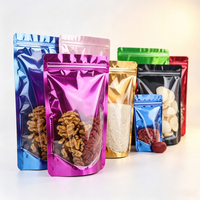 Sachet Doypack Personnalisé en Plastique pour Emballage Alimentaire, Fenêtre Métallisée Colorée, Couleurs Blanc Doré pour Chips, Aliments pour Animaux, Sucre