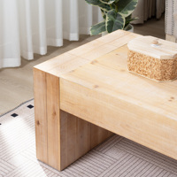 Table basse avec finition blanchie, table basse rustique en bois de 49 pouces, table de salon moderne en bois d'ingénierie style ferme