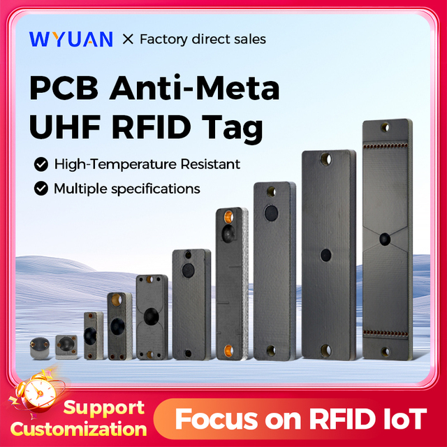 WYUAN UHF Anti-Metal RFID Tag 860-960MHz PCB High-Temperature Resistant Reusable Industrial Hard Label for Tool Asset Tracking