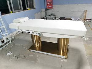 Luxuriöse Elektrische Kosmetikliege für Gesichtsbehandlungen mit LED, goldenem Edelstahlfuß, extra breit, gebraucht, Massageliege zum Verkauf - Product Image 6