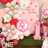 Lot de 5 ballons chiffres en aluminium motif marguerite, ballon chiffre rose de 32 pouces avec ballons marguerite pastel, décoration de fête d'anniversaire, vente en gros