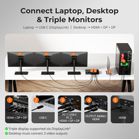 TESmart Triple Monitor KVM Switch Dock DP1.2 & USB-C 4K60Hz pour 2 PCs & 3 moniteurs Video HDMI Matrix Switcher