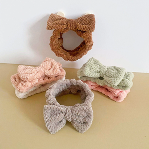 Elástico Bowknot Spa Diadema Yoga Deportes Lazo Banda para el cabello Mujeres Maquillaje facial Bowtie Turbante Declaración grande Envolturas para la cabeza - Product Image 5