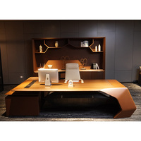Meubles de bureau en cuir modernes, ensemble de bureau en forme de L, taille personnalisée, design de table de direction contemporaine