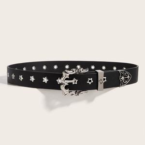 Cinturón Gótico Punk de Cuero PU con Doble Hebilla y Remaches de Estrella, Unisex, Estilo Punk <span class=keywords><strong>Rock</strong></span>, para Jeans, Venta al por Mayor, Tendencia 2026 - Product Image 2